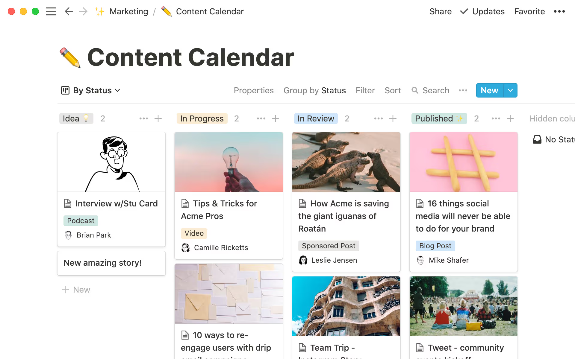 Gallery view showing cover images